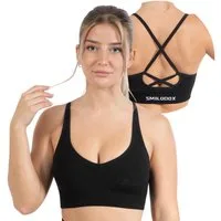 Smilodox Sport-BH Cetrina, Seamless Sport Bra eleganter Rückenausschnitt Fitness Push-Up BH V-Ausschnitt ohne Bügel Atmungsaktiv Bustier Yoga Alltag