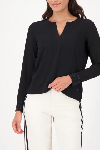 monari - Crepe-Bluse mit Strasssteinen schwarz - Gr. - 38