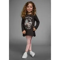 KIDSWORLD Langarmshirt & Leggings 2tlg. Set Shirt + Leggings mit Glitzerdetails (Set, 2-tlg., 2) niedlicher Schmetterling für kleine Mädchen