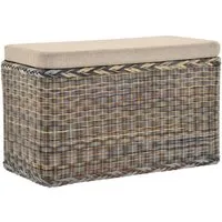 Krines Home Wäschetruhe Rechteckige Truhe Sitztruhe gepolstert mit Deckel Natur-Rattan (Wäschebox mit Inlett), Sitzbank mit Stauraum