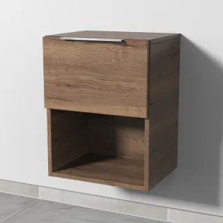Sanipa 4balance Anbauschrank mit 1 Auszug und 1 offenem Fach, Eiche-Tabak, DG11050 DG11050