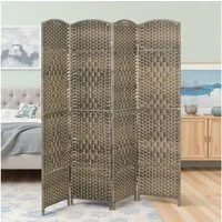 HOMCOM Paravent Faltbar Raumtrenner Stellwand Sichtschutz (Raumteiler, 4 St., Trennwand), für Wohnzimmer 180 x 180 cm Braun