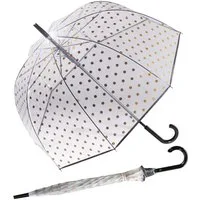 Pierre Cardin Stockregenschirm Glockenschirm Automatik Metallic Dots gold, ein eleganter Schirm mit Durchblick