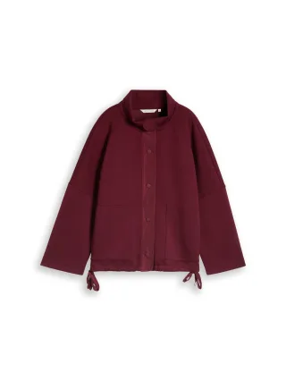Tom Tailor - Boxy Fit Scuba Sweatjacke mit Taschen preppy plum - Gr. - L
