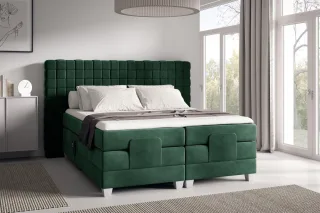 Boxspringbett Elektrisch Bett VIDAL 200x200cm in Stoff Fresh Flaschengrün