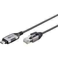 Ethernet-Adapterkabel USB-C 3.2 Gen2 > RJ-45, Slim schwarz/grau, 15 Meter