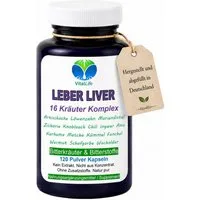 VitalLife LeberLiver 16 Kräuter & Bitterstoffe Komplex - Ohne Zusatzstoffe - Kapseln, 1 er Dose à 120 St., 57 g, Art. 26555-120