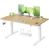 VASAGLE Schreibtisch Höhenverstellbarer, USB-C-Anschluss, Erinnerung bei langem Sitzen, Ablage für Steckdosenleiste, 3 Speichertasten, 140/160/180cm
