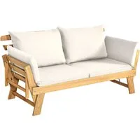 COSTWAY Gartenbank 4-in-1 XXL, mit Liegefunktion, Auflage, 198x75x75cm, 320kg