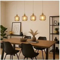 GLOBO LIGHTING Hängeleuchte, Leuchtmittel nicht inklusive, Hängeleuchte Pendelleuchte Deckenleuchte beige Glas rauchfarben E27 H