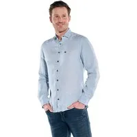 Engbers Langarmhemd Herren Leinenhemd mit gewaschener Optik, Hellblau