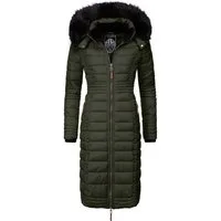 Navahoo Wintermantel Umay langer Damen Winter Steppmantel mit Kunstfellkapuze