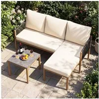COSTWAY Gartenlounge-Set, (3-tlg), Balkonmöbel Set Rattan mit Esstisch