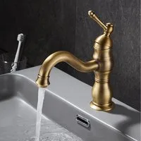 LuxusKollektion Waschtischarmatur Kisimixer Wasserhahn Antik Bronze 360° Schwenkbar Retro Messing EU