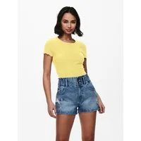 ONLY Rundhalsshirt ONLEMMA S/S SHORT TOP NOOS JRS Rundhals, modisch, regular fit, gewellter Abschluss, unifarben