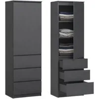Home Collective Kleiderschrank Garderobenschrank Mehrzweckschrank Schrank platzsparend & vielseitig (50x40x180,5 cm (BxTxH), ideal für Schlafzimmer Flur & Arbeitszimmer) mit 1 Tür 3 Einlegeböden & 3 Schubladen in anthrazit