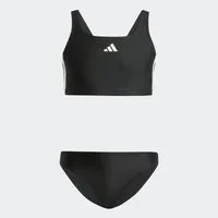 adidas Performance Bustier-Bikini 3-STREIFEN V-BACK KIDS BIKINI zweiteiliges Set, mit mittelhohem elastischem Bund