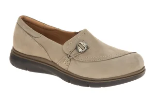 Clarks 26179811 4 Certina Ease Damen Slipper Grau pebble Echtleder bequem mit...