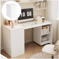 Flieks Regal-Schreibtisch 2-in-1 ausziehbar Computertisch mit Rollen/Schrank mit Ablagen (Tischplatte: 84x51 cm, Mehrzweckschrank: 55x40x75 cm, Gesamtlänge 126 cm, 1-St), Multifunktionaler Klapptisch Eckschreibtisch Arbeitstisch Büro Weiß