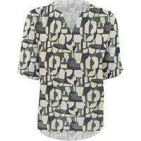 STOOKER WOMEN 3/4-Arm-Shirt MARIE Print Shirt Bluse 3/4-Arm Regular Fit Shirt Bluse Baumwolle Shirt Knopfleiste für Damen