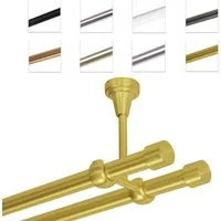 MDEKOR Gardinenstange Vorhangstange 19mm, 2-läufig, 2-läufig Deckemontage, 120 cm Messing Gold