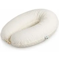 SEI Design Stillkissen XXL 190x35 cm Musselin EPS Mikroperlen Seitenschläferkissen GOTS Taupe, Schwangerschaftskissen mit Bezug, Schwangerschaftskissen mit Bezug