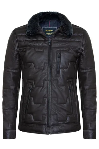 Gesteppte Bikerjacke aus Leder für Herren – Guayaquil