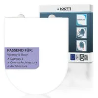 Schütte WC-Sitz Duroplast, WHITE D-Form PRO 5 (WC-Sitz, Befestigungsmaterial, Montageanleitung), mit Absenkautomatik und Schnellverschluss