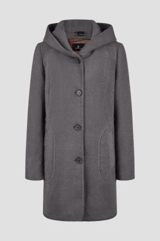 Barbara Lebek - Wolljacke mit Kapuze anthra - Gr. - 44