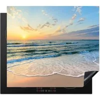 MuchoWow Herd-Abdeckplatte Strand - Meer - Sonnenuntergang - Golf, Vinyl, (1 tlg), Küche Herdabdeckplatte Ceranfeld Vinyl Einteilig, 59x52 cm