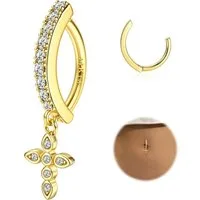 Morfetto Bauchnabelpiercing Bauchnabelpiercing Gold Zirkonia Perle Chirurgenstahl 14G