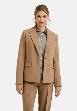 Milano Italy - Blazer w collar+lapel, flap pockets,1/1 sleeves camel - Gr. - 42