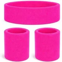 Costumed Kostüm Retro-Neon-Sti3er Set Schweißband Set pink – Fasching und Karneval