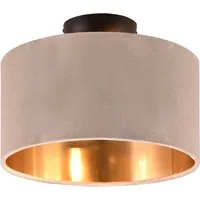 OTTO home Deckenleuchte Jerrett, Deckenlampe mit Samtschirm beige / gold Ø 30cm Höhe 22 cm, Leuchtmittel wechselbar, warmweiß - kaltweiß, Wohnzimmerlampe exkl 2x E14 Leuchtmittel wechselbar, Esszimmer