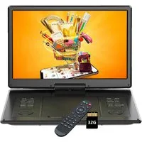 Boifun 15,7" Tragbarer DVD Player mit 14,1 Zoll HD Schwenkbaren Bildschirm DVD-Player (1366*768, Unterstützt FM-Transmitter, Sync-TV, USB, TF-Karte alle Regionen)