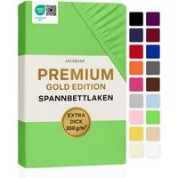 Jacobson Spannbettlaken PREMIUM 200 g/m² Jersey aus 97% Baumwolle & 3% Elasthan, Extra dichtes Bettlaken mit maximalem Halt