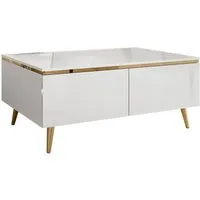 Lookway Couchtisch Couchtisch AURORA weiß glänzend mit Stauraum