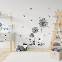 Montegoni Wandsticker Dandelion Wandtattoo – Selbstklebende Löwenzahnblumen für Wände (Einzelset, 1 Wandtattoo-Bogen), Selbstklebend, rückstandslos abziehbar, einfach anzubringen, modern