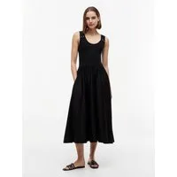 Tommy Hilfiger A-Linien-Kleid 5X2 RIB MIX MEDIA DRESS Baumwollmischung, figurbetont, Oberteil in gerippter Struktur