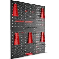 tectake Lochwand Werkzeuglochwand Jonah mit Haken und Halterungen, (6-tlg), Belastbarkeit 4 kg pro Platte