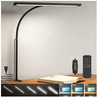 MUPOO LED Klemmtischleuchte LED Leselampe Klemmleuchten Clip-on, Timer, Dimmbare & Helligkeitsstufen, USB, 70cm Höhe mit Fernbedienung