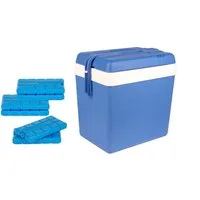 BigDean Kühlbox Kühlbox 24 Liter blau/weiß inkl. 6 Kühlakkus, 24 l, 24L Kühlbox, bis zu 11 stunden Kühlung, Inklusive Akkus