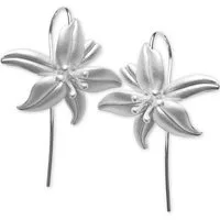 viva-adorno Paar Ohrhaken Damen Ohrringe Lilien Blüten Blumen, 925 Sterling Silber Ohrhänger matt