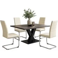 HTI-Living Freischwinger Schwingstuhl SallyC PU Beige (Set, 4 St), Freischwinger Esszimmerstuhl Kunstleder