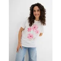 bonprix T-Shirt aus reiner Baumwolle, Ballonform, mit floralem Print, kurzärmelig