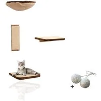 Rohrschneider Katzen-Kletterwand Vierteilige Wandelemente Katzenmöbel Wandmontage Katzen Wandpark, verschiedene Farben