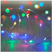 Lights4fun LED-Lichterkette 20er LED Micro Lichterkette bunt batteriebetrieben