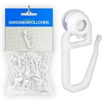 Bestlivings Gardinenröllchen Rollendurchmesser Ø8mm, Gardinenschienen mit Innenlauf, (50-St), für Innenlauf 4–6mm (Weiß) für Kräuselband, Faltenband, Universalband
