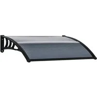 MC Star Vordach für Haustür 100 x 75 cm Pultbogenvordach Überdachung aus Aluminium (und Polycarbonat Pultvordach mit UV Schutz Haustürvordach für Balkon, Sonnenschutz, Regenschutz, Schwarz)