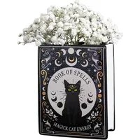Something Different Dekovase Book of Spells Vase – Magick Cat Energy- Gothic Deko